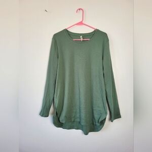 Herou Sage Green Slub Tee Tunic Round Hem Soft Casual Lounge Basic Neutral L
